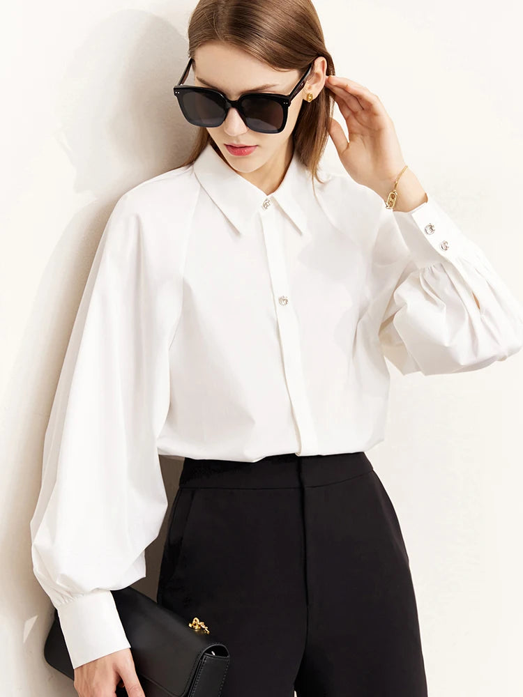  Minimalism Womens Tops New Fashion Spring Summer Women Clothing Lantern Sleeve Antibiosis Women's Shirts ; Blouses 71 427 321 893, 888 912 818848, white