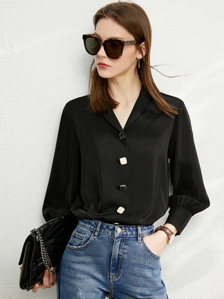 Minimalism Blouse Women Spring Vneck Solid Chiffon Blouse Office Lady Casual Shirts Elegant Blusas FemalE 71 427 321 893, 888 912 818848, BLACK