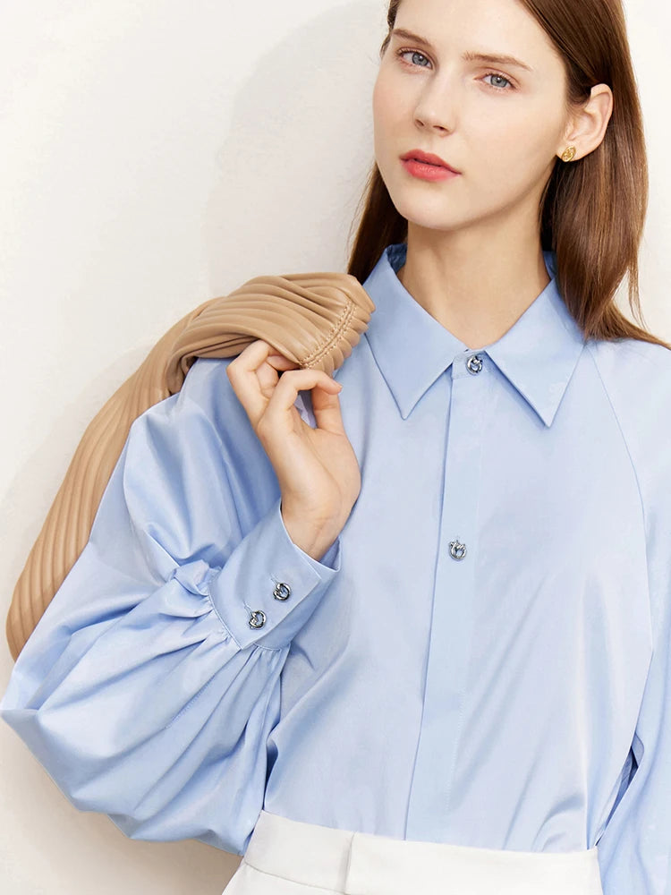  Minimalism Womens Tops New Fashion Spring Summer Women Clothing Lantern Sleeve Antibiosis Women's Shirts ; Blouses 71 427 321 893, 888 912 818848,  blue