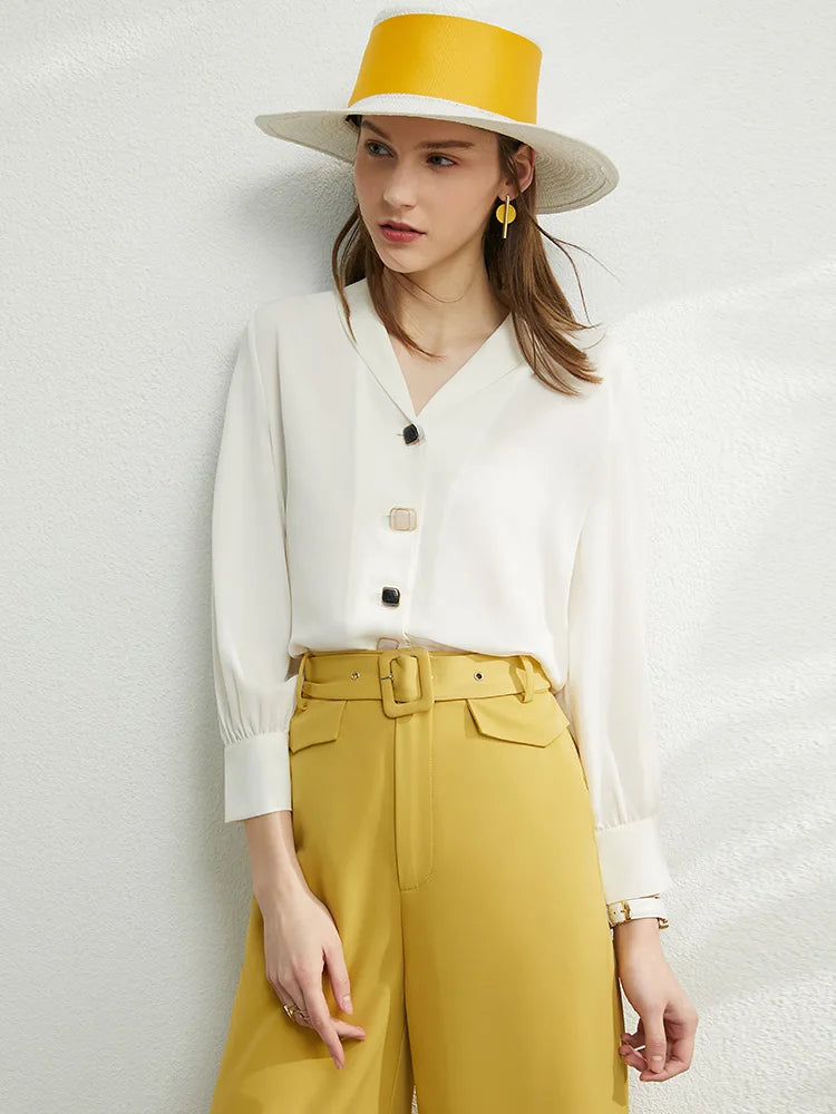 Minimalism Blouse Women Spring Vneck Solid Chiffon Blouse Office Lady Casual Shirts Elegant Blusas FemalE 71 427 321 893, 888 912 818848, beige