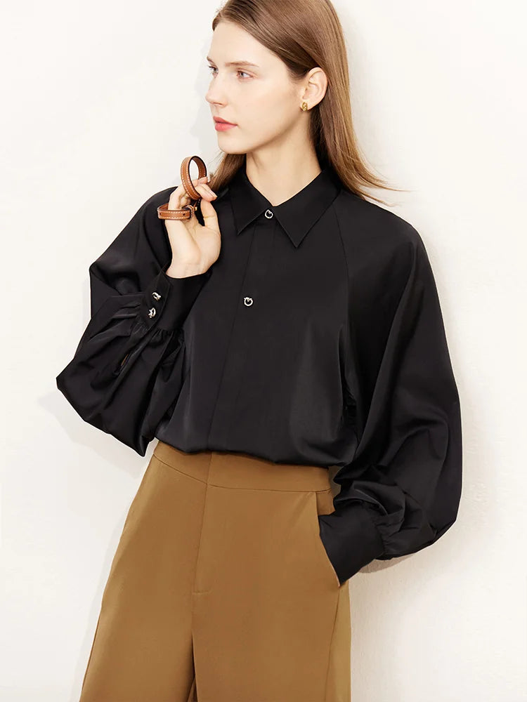  Minimalism Womens Tops New Fashion Spring Summer Women Clothing Lantern Sleeve Antibiosis Women's Shirts ; Blouses 71 427 321 893, 888 912 818848, dark